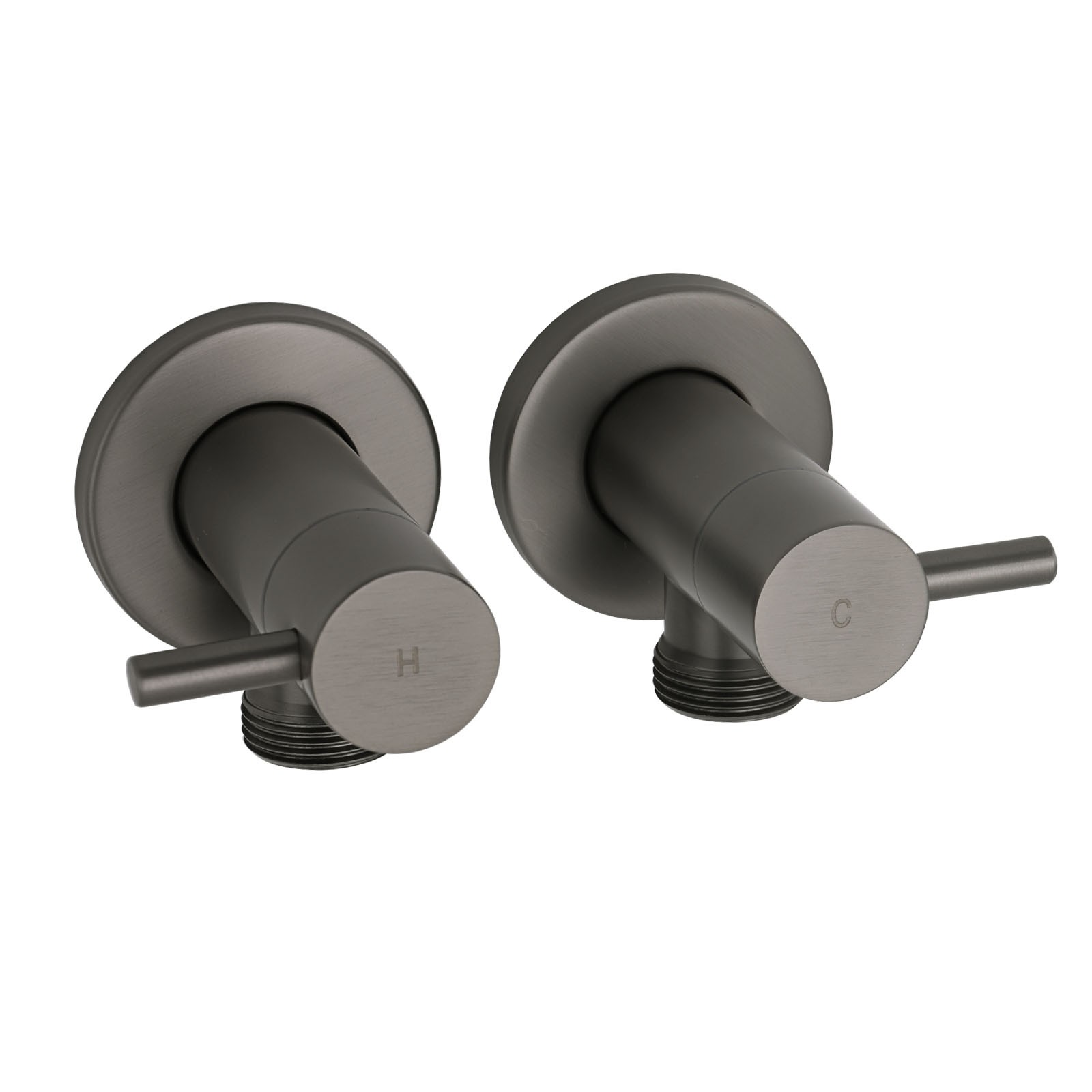 Gun Metal Grey Washing Machine 1/4 Turn Hot Cold Water Mixer Tap Set Watermark - Image 1