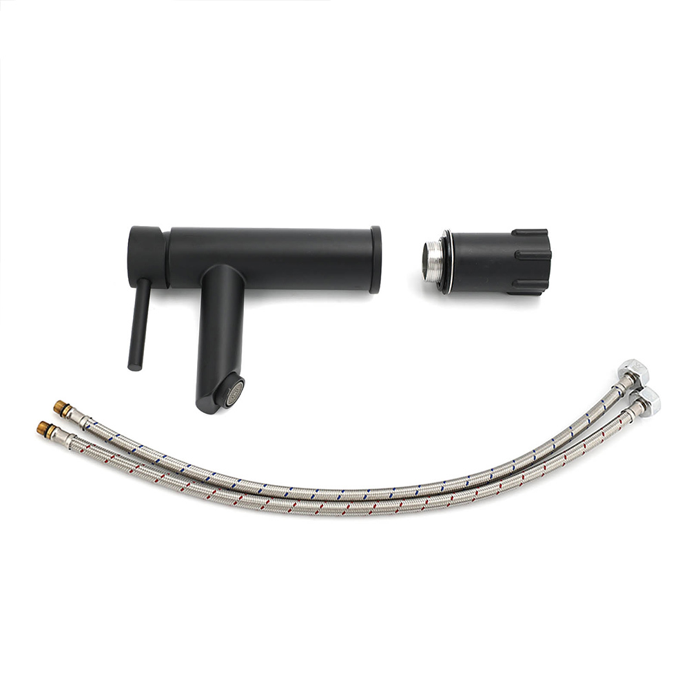 WELS Black 7.5L/min Kitchen Laundry Round Basin Mixer Vanity Sink Faucet Tap Set - Image 7