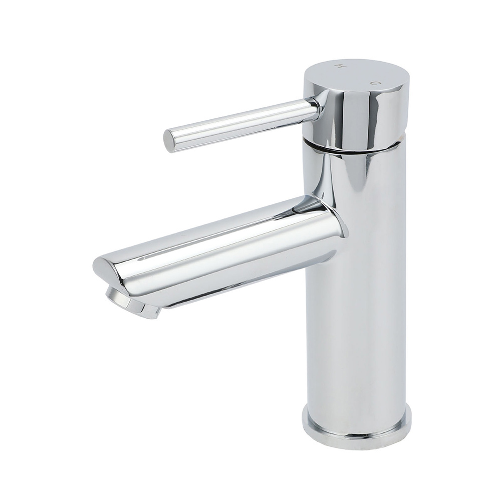 WELS Chrome Short Kitchen Laundry Round Basin Mixer Vanity Sink Faucet Tap Set - Image 1