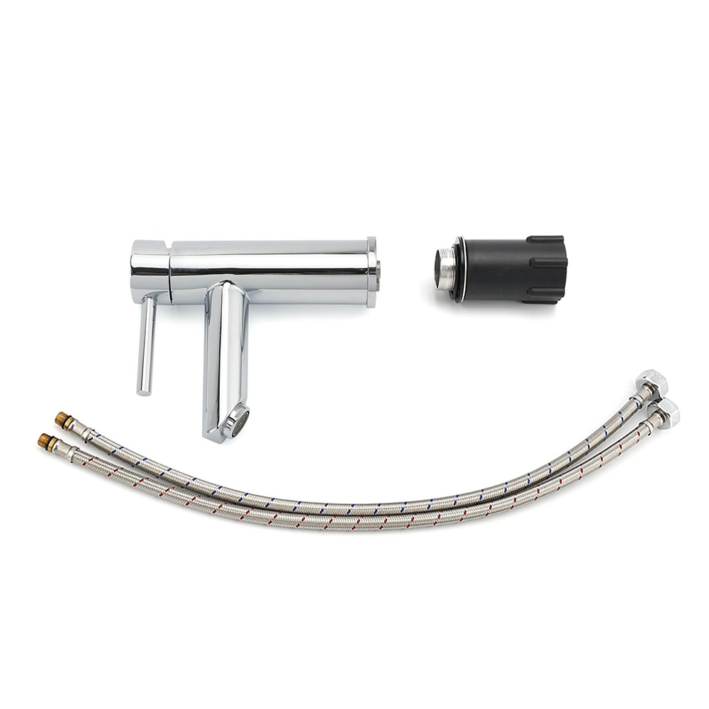 WELS Chrome Short Kitchen Laundry Round Basin Mixer Vanity Sink Faucet Tap Set - Image 7