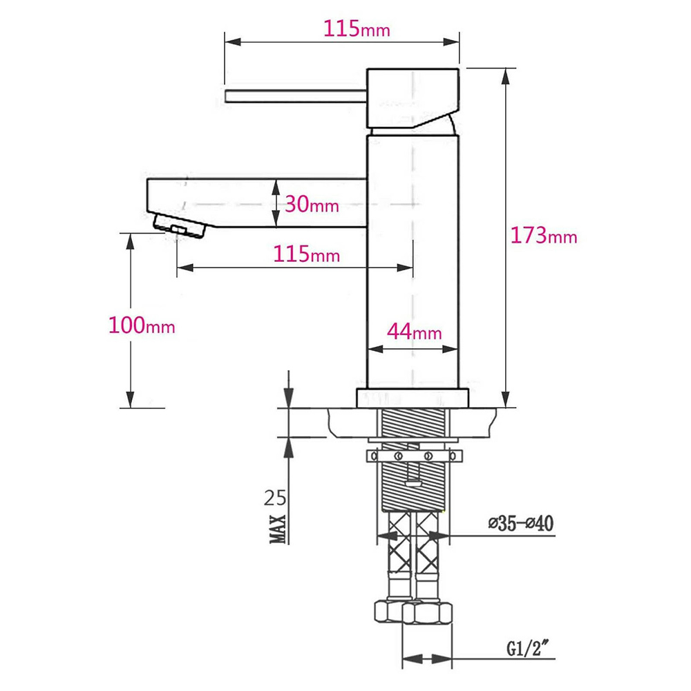 WELS Chrome Short Kitchen Laundry Round Basin Mixer Vanity Sink Faucet Tap Set - Image 8