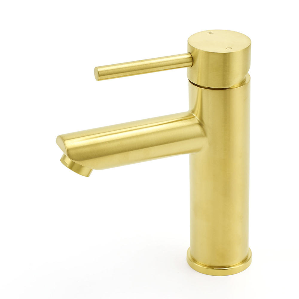 Brushed Gold 7.5L/min Kitchen Laundry Round Basin Mixer Vanity Sink Faucet Tap - Image 1