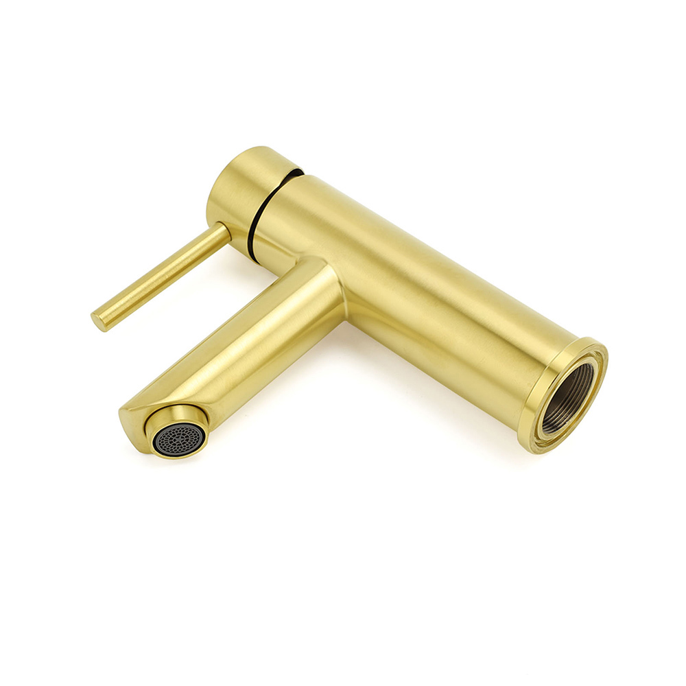 Brushed Gold 7.5L/min Kitchen Laundry Round Basin Mixer Vanity Sink Faucet Tap - Image 5