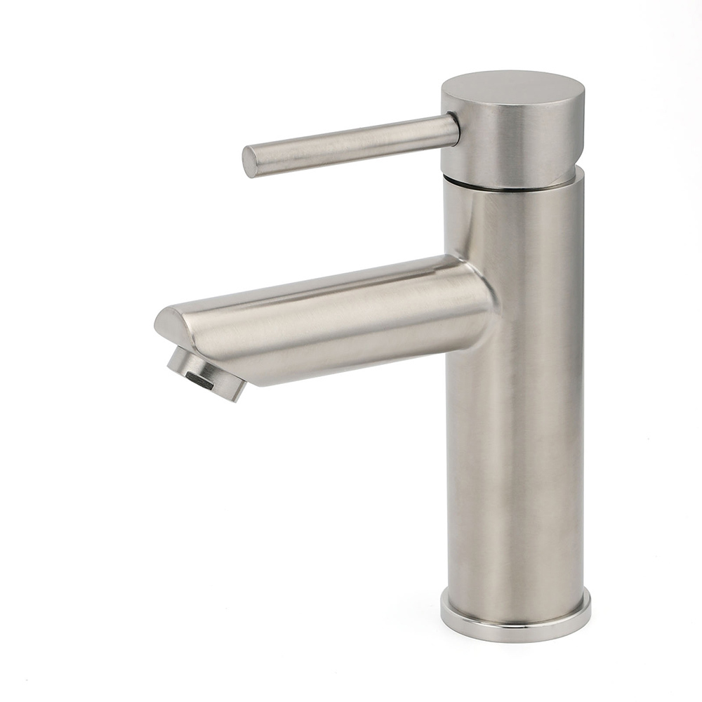 WELS Kitchen Laundry Round Basin Mixer Vanity Sink Faucet Tap Nickel Brushed Set - Image 1
