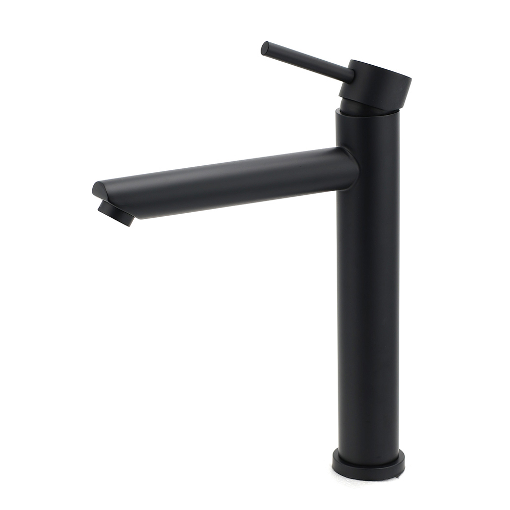 WELS Matt Black Round Tall Basin Mixer Vanity Bathroon Sink Tap Laundry Faucet - Image 2