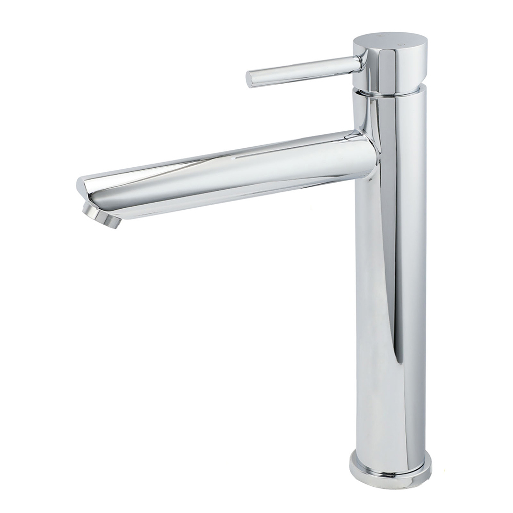 WELS 7.5L/m Round Tall Laundry Basin Mixer Vanity Sink Faucet Tap Polish Chrome - Image 1