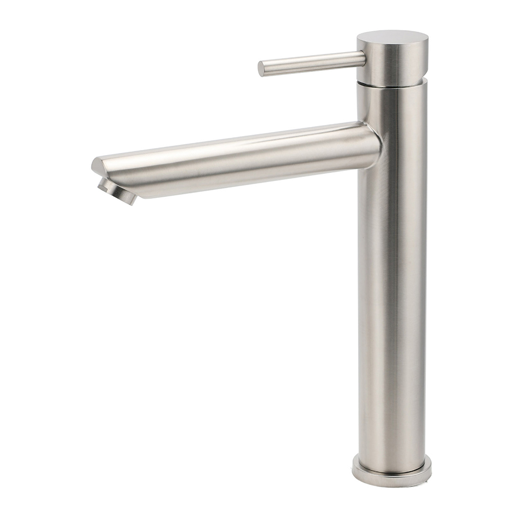 WELS Bathroom Laundry Round Basin Mixer Vanity Sink Faucet Tap Silver Brushed - Image 1
