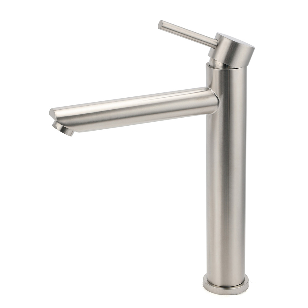 WELS Bathroom Laundry Round Basin Mixer Vanity Sink Faucet Tap Silver Brushed - Image 2