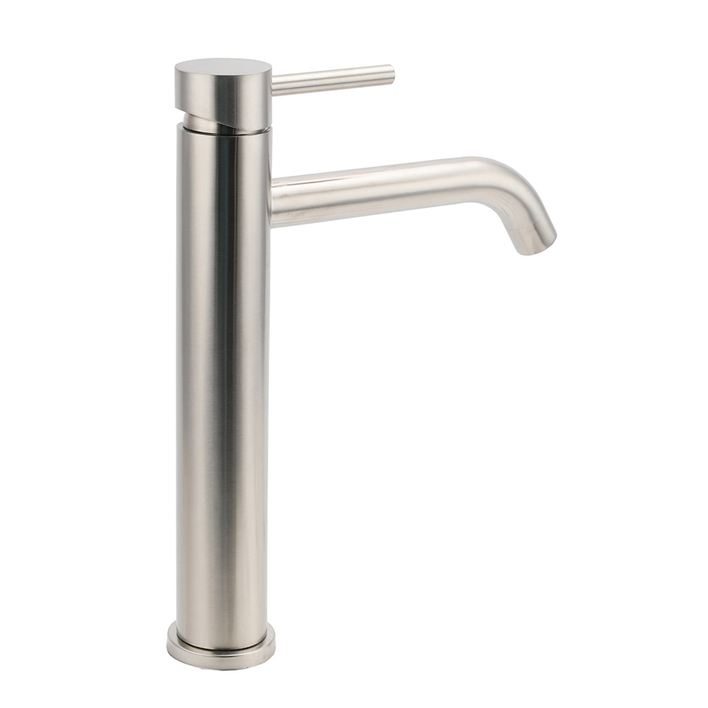 WELS Bathroom Laundry Round Basin Mixer Vanity Sink Faucet Tap Silver Brushed - Image 3
