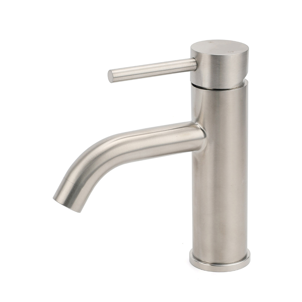 Brushed Nickel Round Curve Kitchen Laundry Basin Mixer Vanity Counter Top Faucet - Image 1