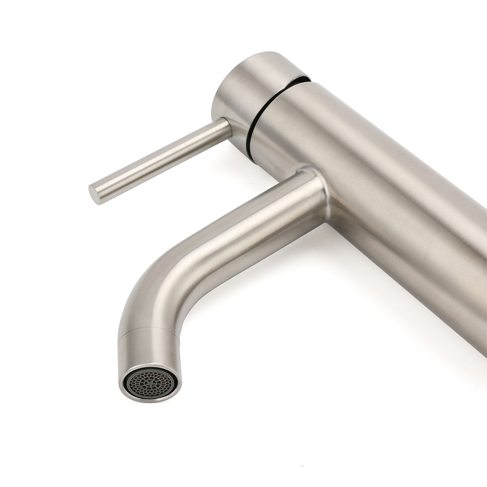 Brushed Nickel Round Curve Kitchen Laundry Basin Mixer Vanity Counter Top Faucet - Image 4