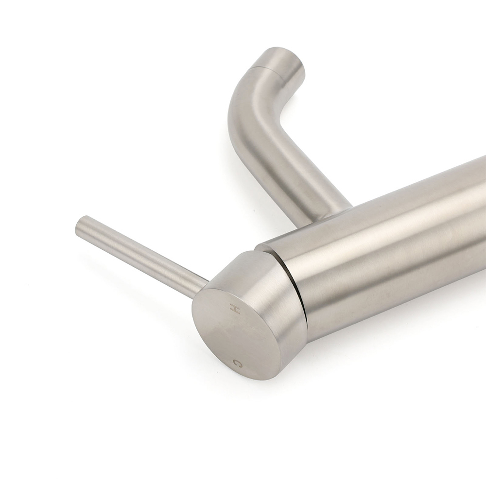 Brushed Nickel Round Curve Kitchen Laundry Basin Mixer Vanity Counter Top Faucet - Image 5