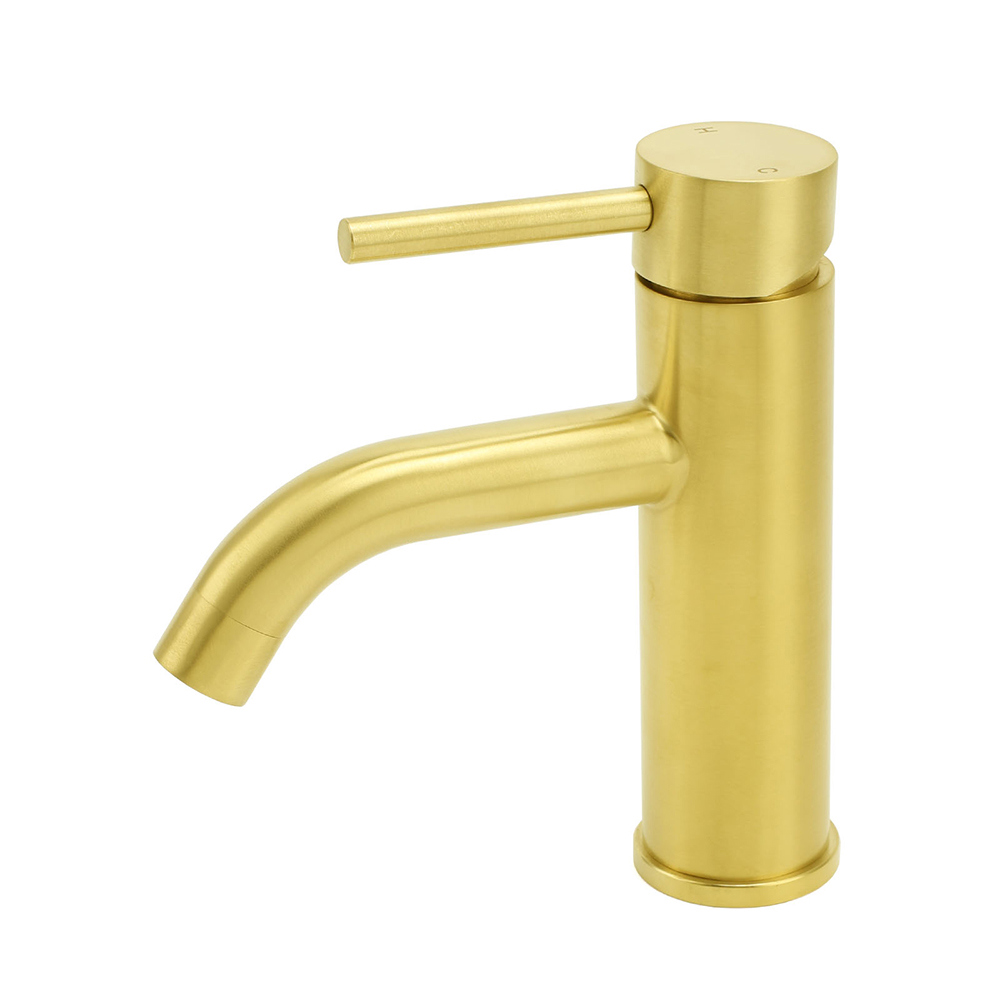 WELS Brushed Gold Kitchen Laundry Round Basin Mixer Vanity Sink Faucet Tapware - Image 1