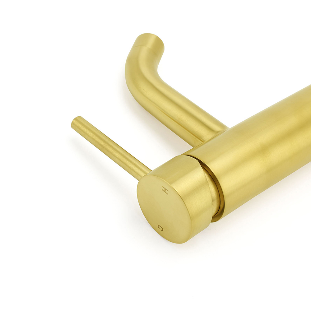 WELS Brushed Gold Kitchen Laundry Round Basin Mixer Vanity Sink Faucet Tapware - Image 4
