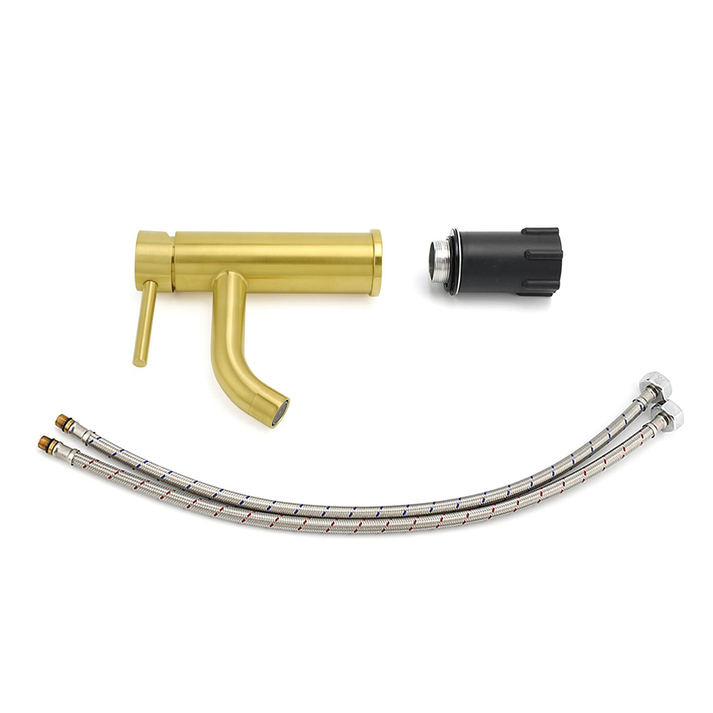 WELS Brushed Gold Kitchen Laundry Round Basin Mixer Vanity Sink Faucet Tapware - Image 7