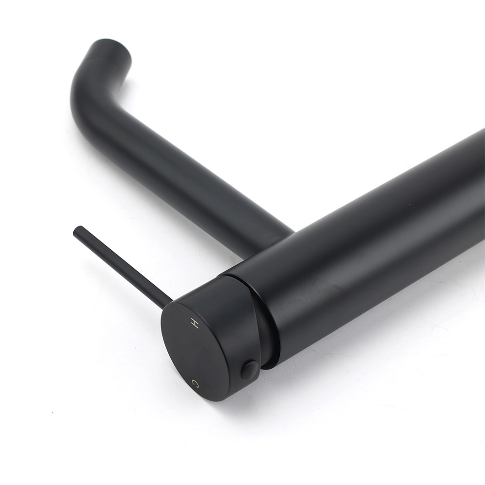 Matt Black Tall Laundry Round Curve Spout Basin Mixer Vanity Sink Faucet Tapware - Image 5