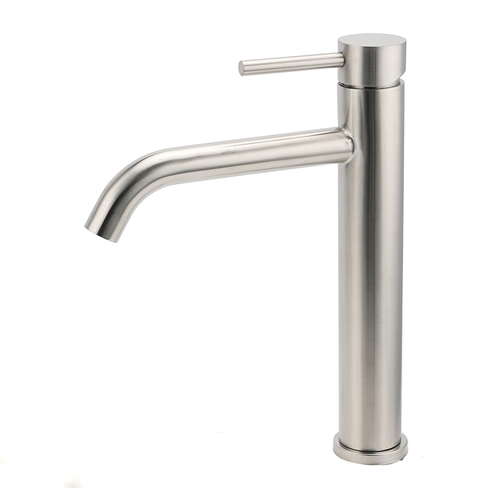Brushed Nickel Tall Kitchen Laundry Basin Mixer Vanity Curve Sink Faucet Tap Set - Image 1