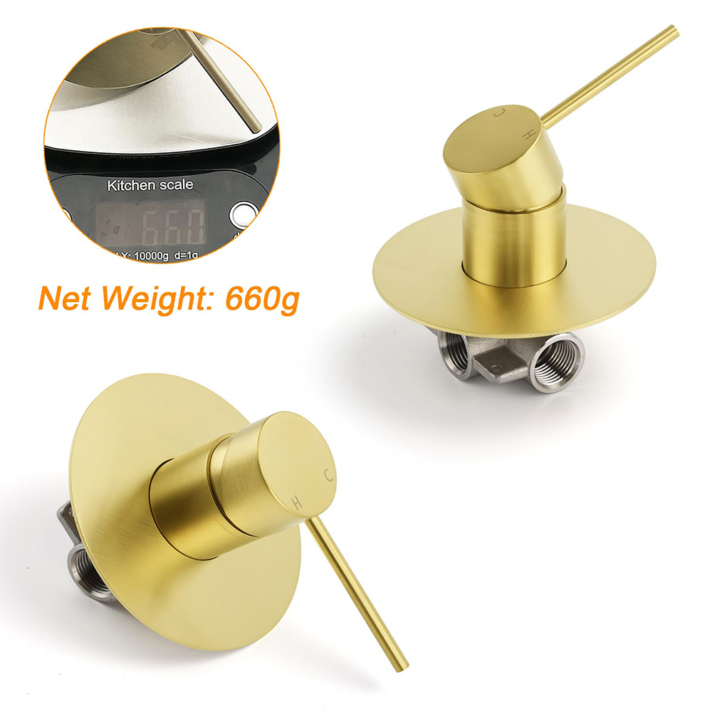 Watermark Brushed Gold Round Bathroom Shower Hot Cold Mixer Ceramic Cartridge OZ - Image 3