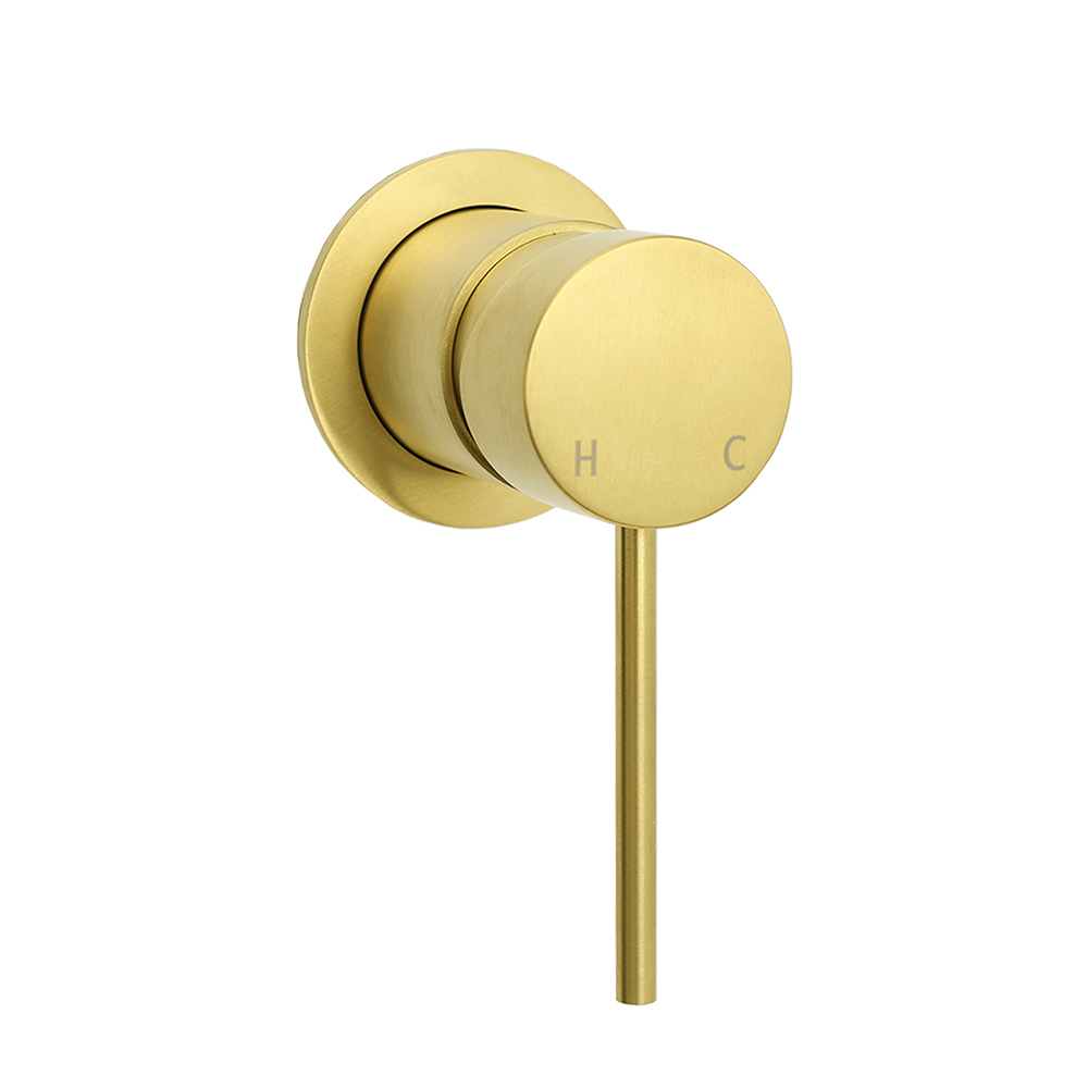 Brushed Gold Round Wall Mounted Shower Mixer Hot Cold Bath Tap Valve Cartridge - Image 1