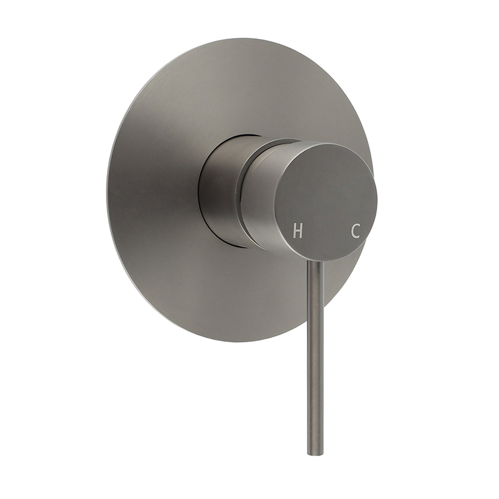 Watermark Gun Metal Grey Round Bathroom Shower Hot Cold Mixer Ceramic Cartridge - Image 1