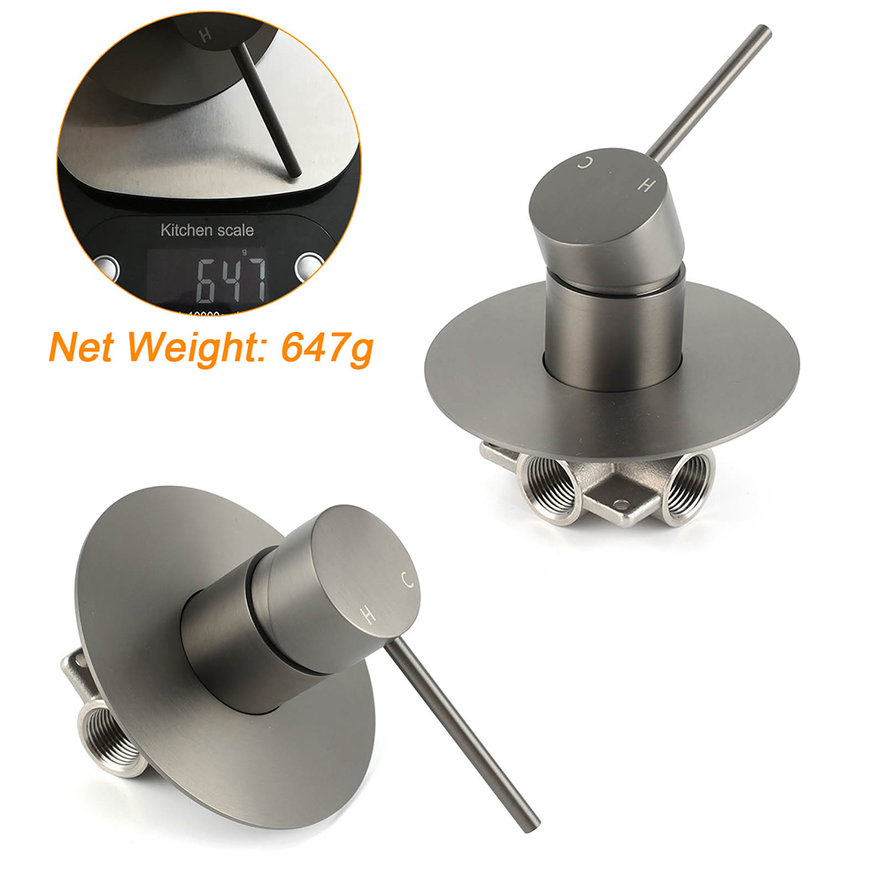 Watermark Gun Metal Grey Round Bathroom Shower Hot Cold Mixer Ceramic Cartridge - Image 3