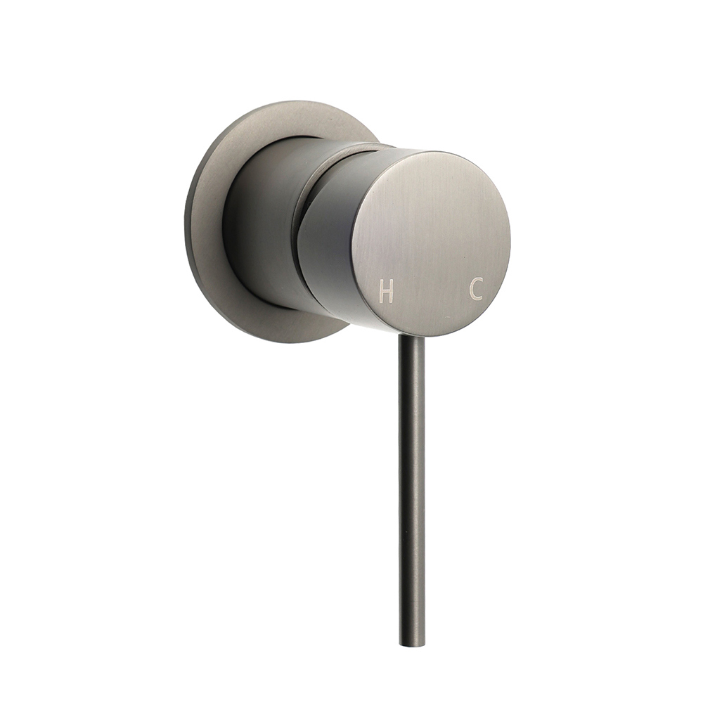 Gun Metal Round Small Face Wall Shower Mixer Hot Cold Bath Tap Valve Cartridge - Image 1