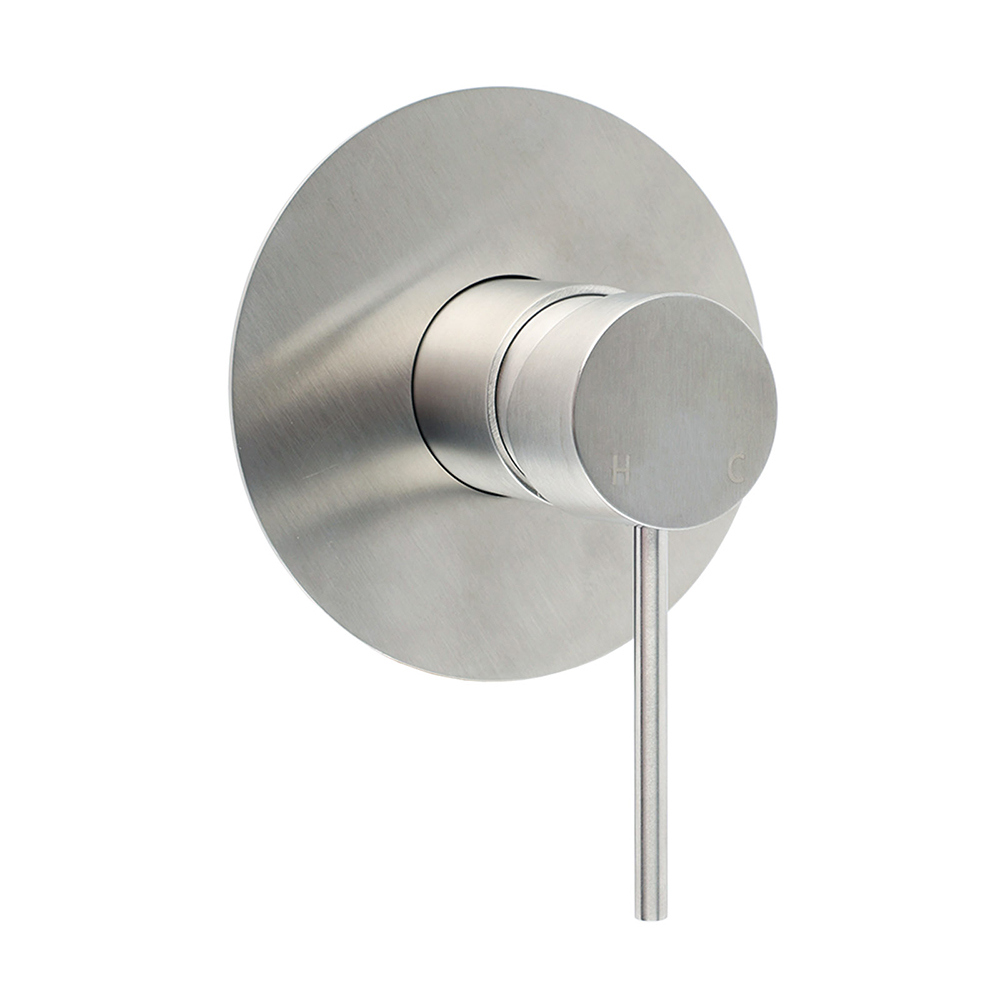 Brushed Nickel Bath Shower Mixer Hot Cold Tap Ceramic Cartridge Spindle Round - Image 1