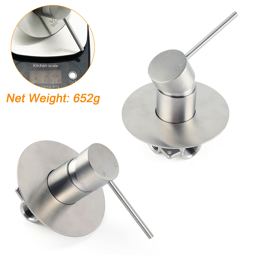 Brushed Nickel Bath Shower Mixer Hot Cold Tap Ceramic Cartridge Spindle Round - Image 3