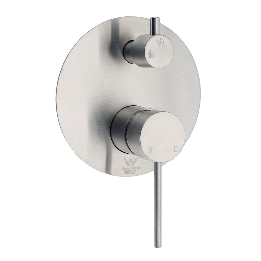 AU Round Stainless Steel Shower Mixer Diverter Brushed Nickel For Bathroom Sets - Image 1