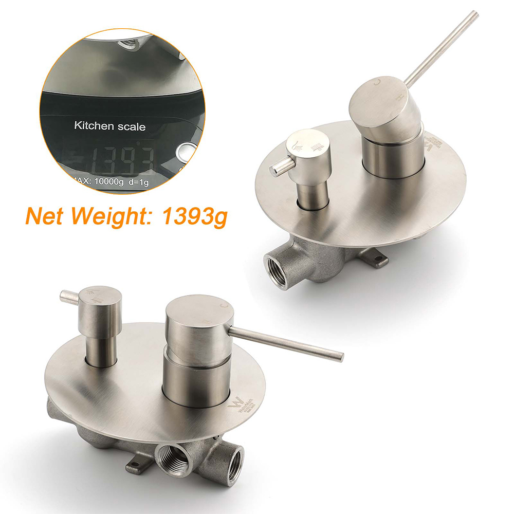AU Round Stainless Steel Shower Mixer Diverter Brushed Nickel For Bathroom Sets - Image 3