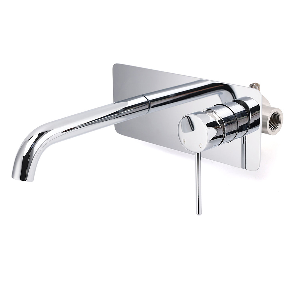 WELS Chrome Round Wall Mounted Basin Vanity Mixer Bath Tub Bubble Faucet Spout - Image 1