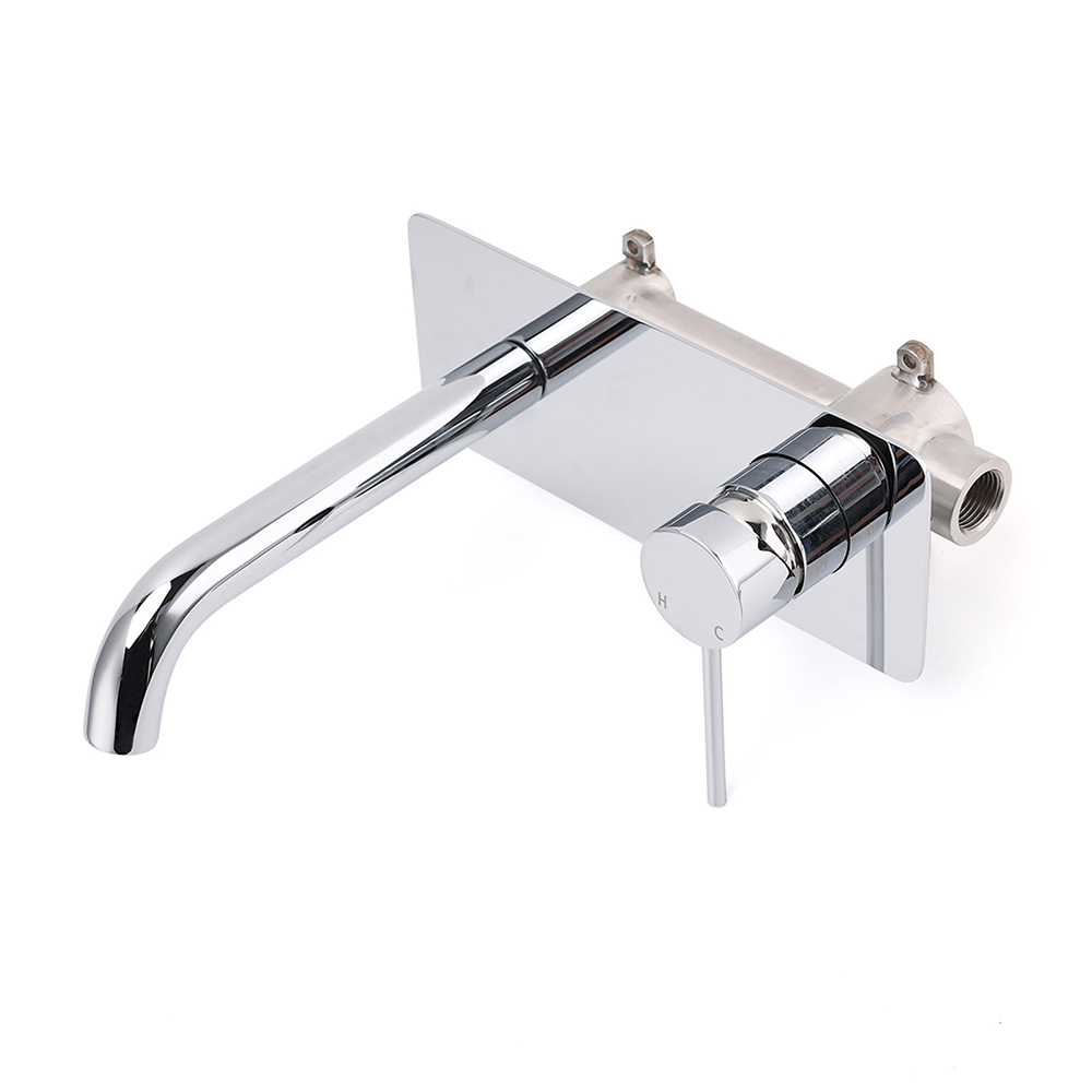 WELS Chrome Round Wall Mounted Basin Vanity Mixer Bath Tub Bubble Faucet Spout - Image 2