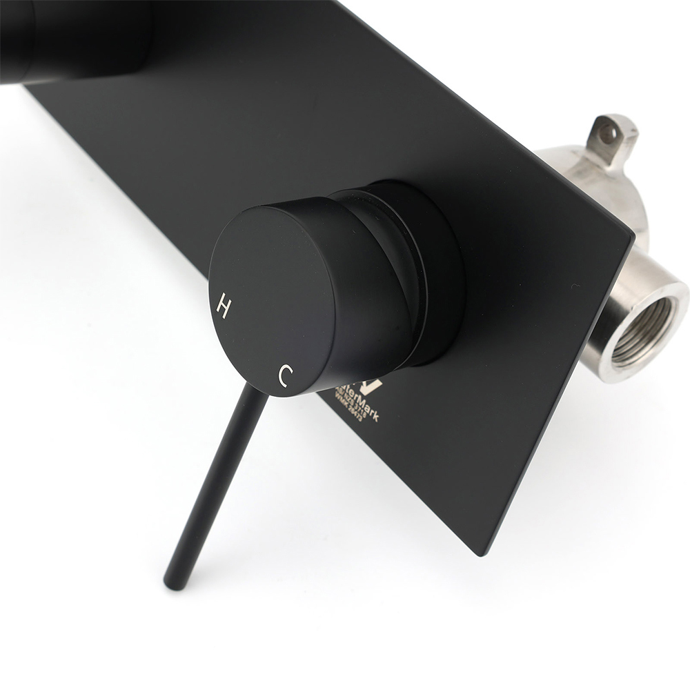 Matt Black Round Basin Mixer Bathtub Wall Mounted Faucet Tap Laundry Spout Set - Image 6