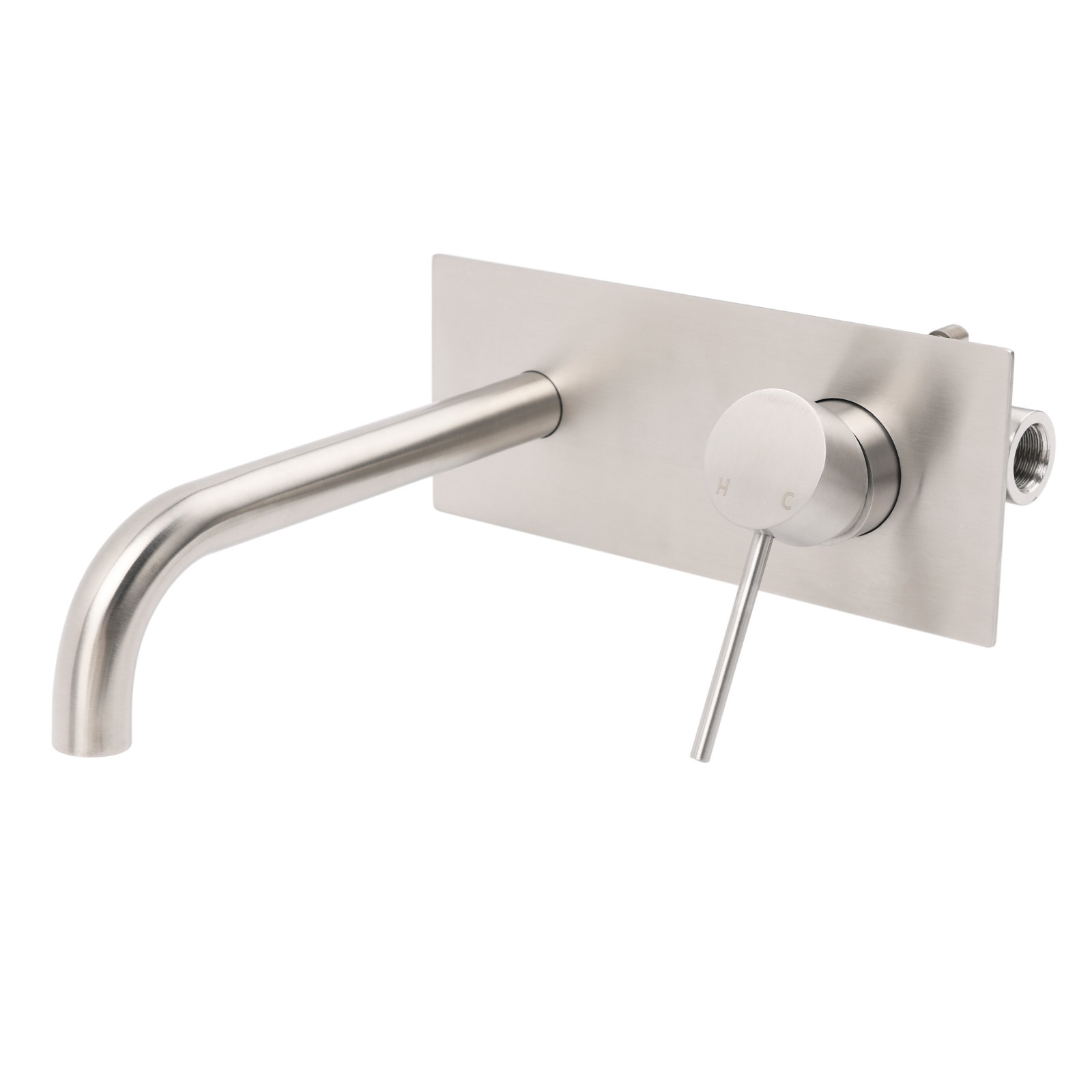 WELS Round Wall Mounted Basin Vanity Mixer Bath Tub Faucet Spout Brushed Nickel - Image 1