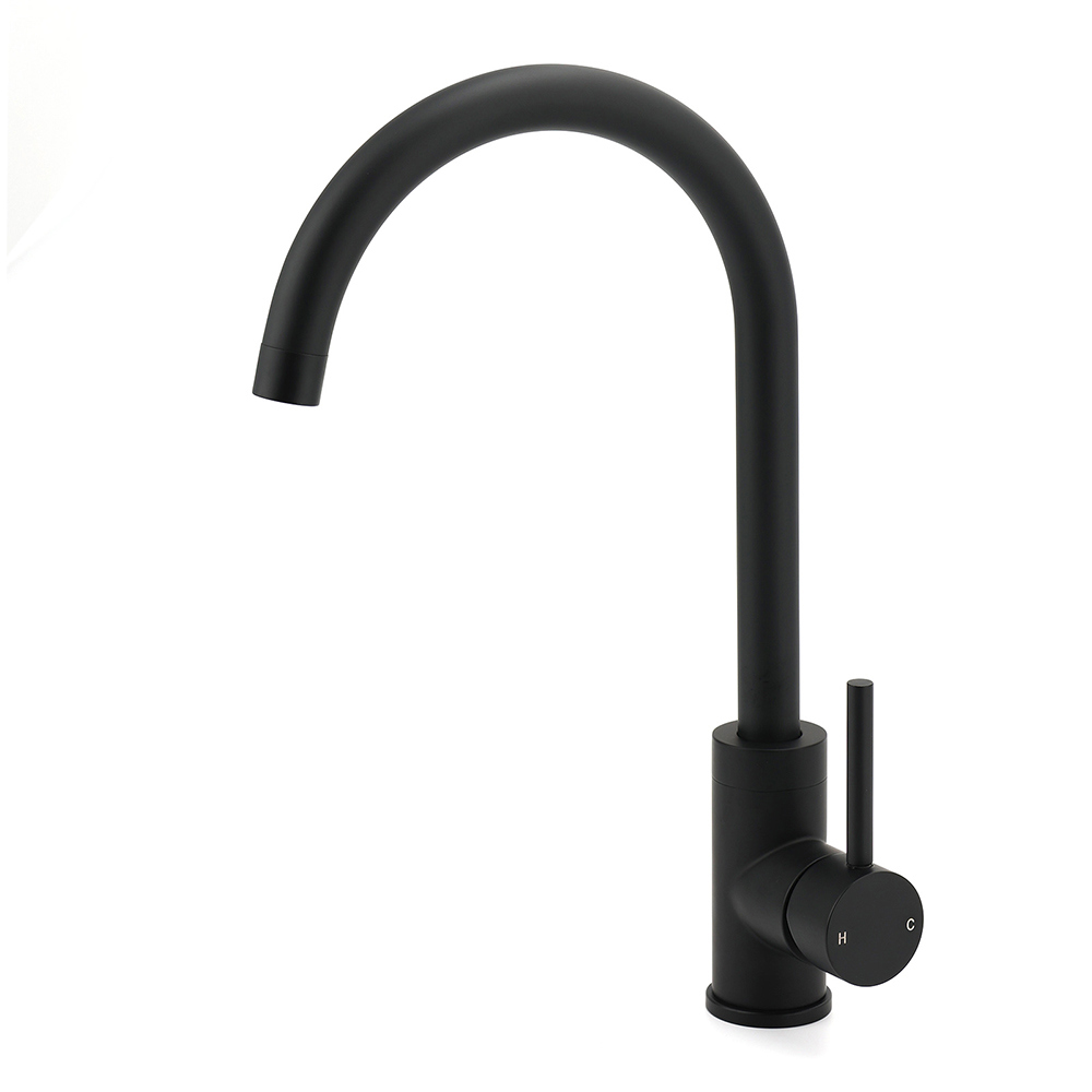 WELS Black Kitchen Sink Mixer Laundry Faucet Tapware 360° Swivel Gooseneck Spout - Image 1