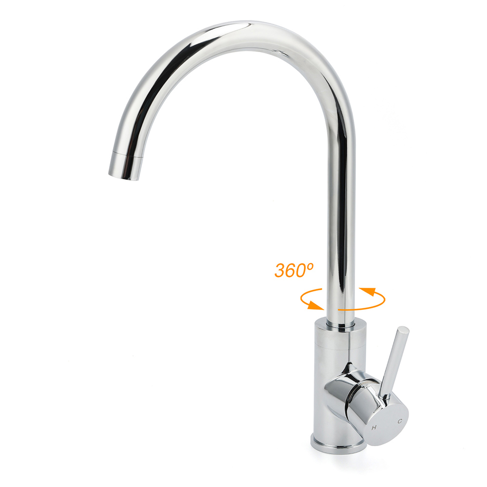 WELS Chrome Kitchen Laundry Swivel Sink Mixer Faucet Tap Spout Stainless Steel - Image 2