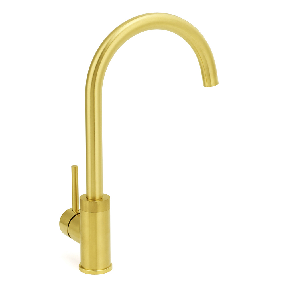 Brushed Gold Round Kitchen Mixer Sink Tap 360° Swivel Laundry Basin Faucet Spout - Image 3