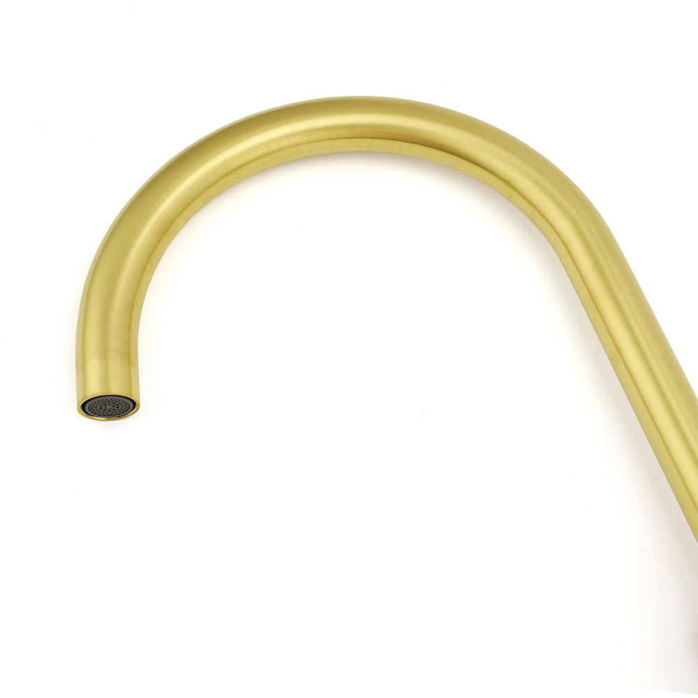 Brushed Gold Round Kitchen Mixer Sink Tap 360° Swivel Laundry Basin Faucet Spout - Image 5