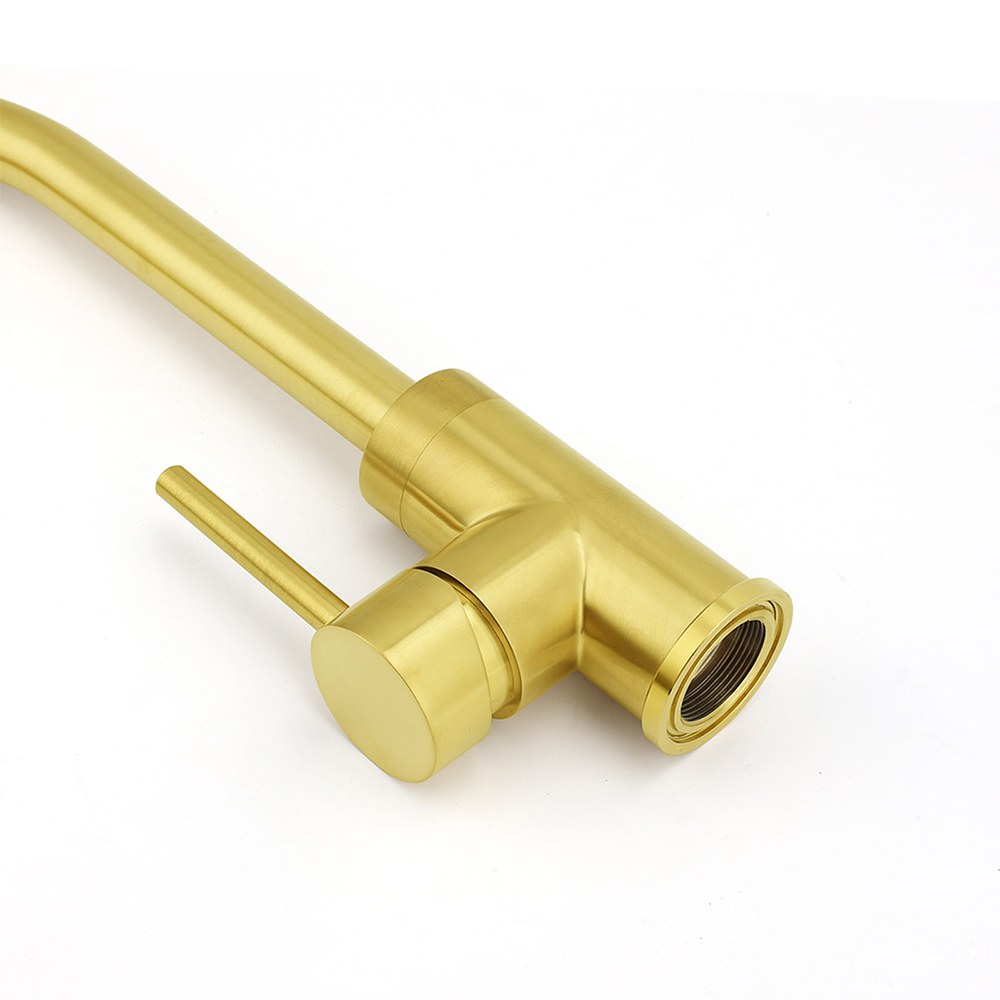 Brushed Gold Round Kitchen Mixer Sink Tap 360° Swivel Laundry Basin Faucet Spout - Image 6