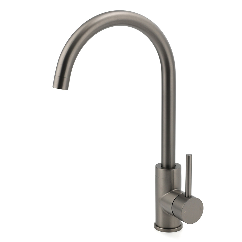 Gun Metal Round Kitchen Mixer Sink Tap 360° Swivel Laundry Basin Faucet Spout Set - Image 1