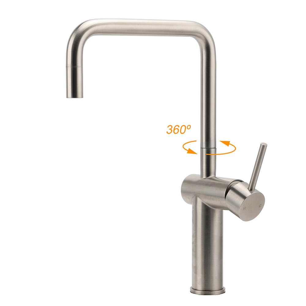 WELS 6L/m Kitchen Laundry 360º Swivel Sink Mixer Faucet Tap Spout Brushed Silver - Image 2