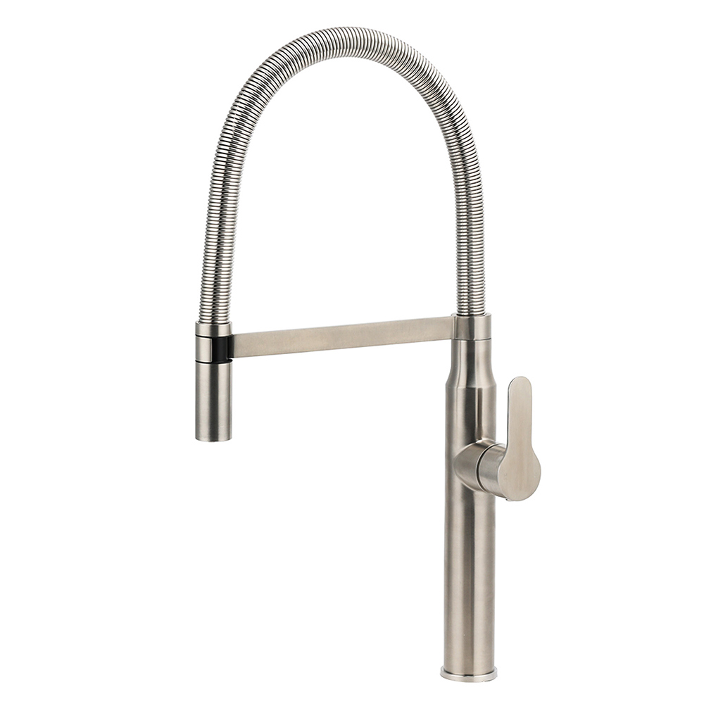 Brushed Nickel Kitchen Sink Basin Mixer 360 Swivel Faucet Tap Pull Out Spout SUS - Image 1