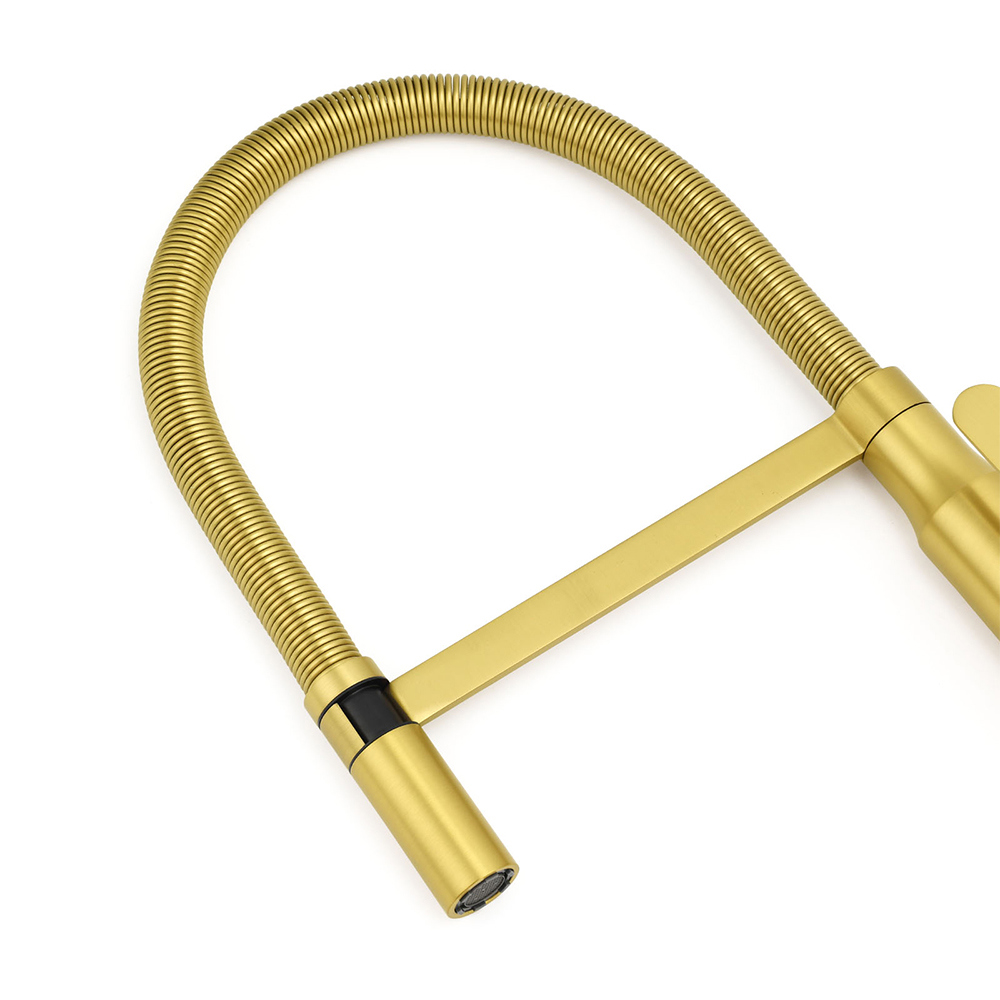 Brushed Gold Tall Kitchen Sink Basin Mixer 360º Swivel Faucet Tap Pull Out Spout - Image 5