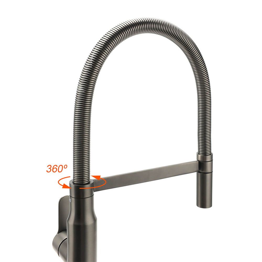 WELS Gun Metal Stainless Steel Pull Out Swivel Kitchen Mixer Sink Tap Spout Faucet - Image 4