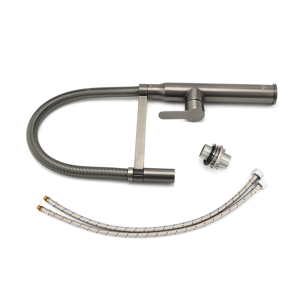WELS Gun Metal Stainless Steel Pull Out Swivel Kitchen Mixer Sink Tap Spout Faucet - Image 7