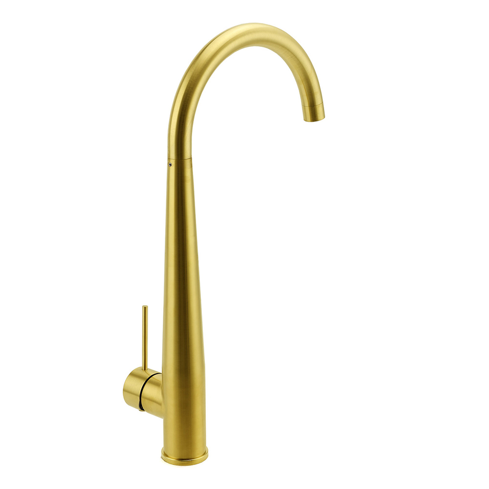 Brushed Gold Round Kitchen Mixer Sink Tap 360 Swivel Basin Laundry Faucet Spout - Image 3