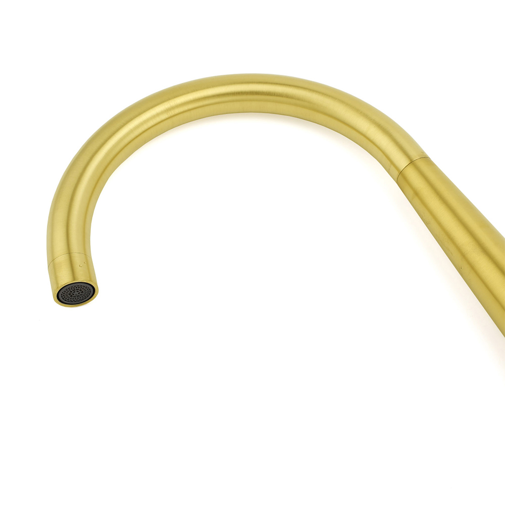 Brushed Gold Round Kitchen Mixer Sink Tap 360 Swivel Basin Laundry Faucet Spout - Image 4