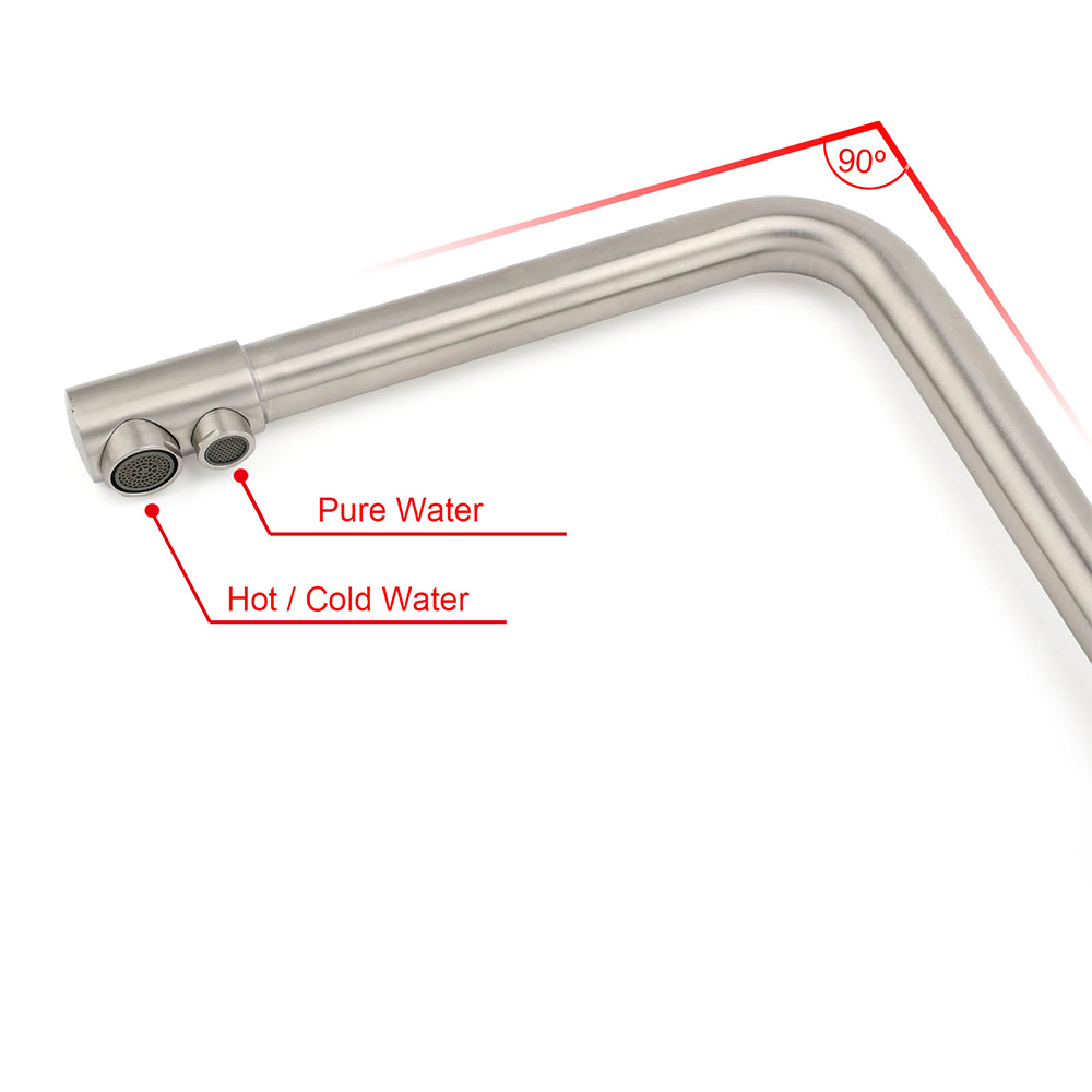 Brushed Nickel 3 Way Kitchen Sink Swivel Mixer Tap Pure Drink Clean Water Faucet - Image 5