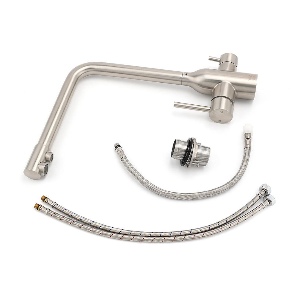 Brushed Nickel 3 Way Kitchen Sink Swivel Mixer Tap Pure Drink Clean Water Faucet - Image 8