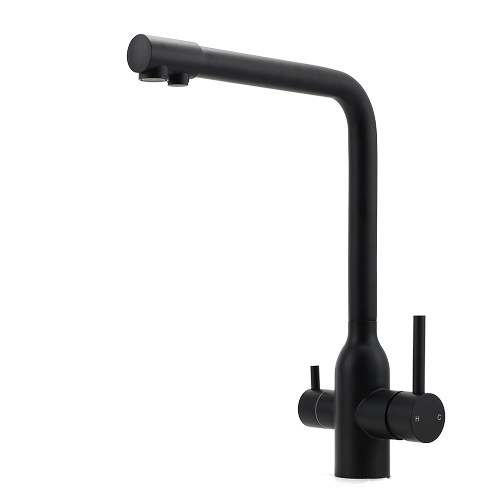 Matt Black 3 Ways Kitchen Mixer Tap Pury Water Sink Faucet 360 Swivel Spout Outlet - Image 1